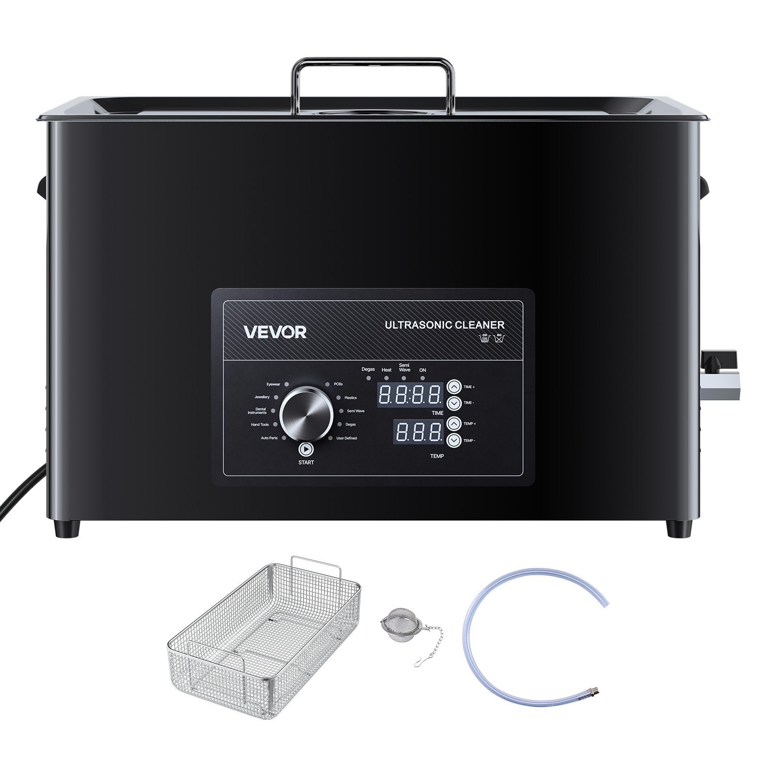 VEVOR Ultrasonic Cleaner, profesjonalne urządzenie do czyszczenia ultradźwiękowego z pokrętłem sterującym, 30 l, urządzenie czyszczące z koszykiem i kulką czyszczącą, ultradźwiękowa myjka do zegarków, maszynek do golenia, biżuterii, monet