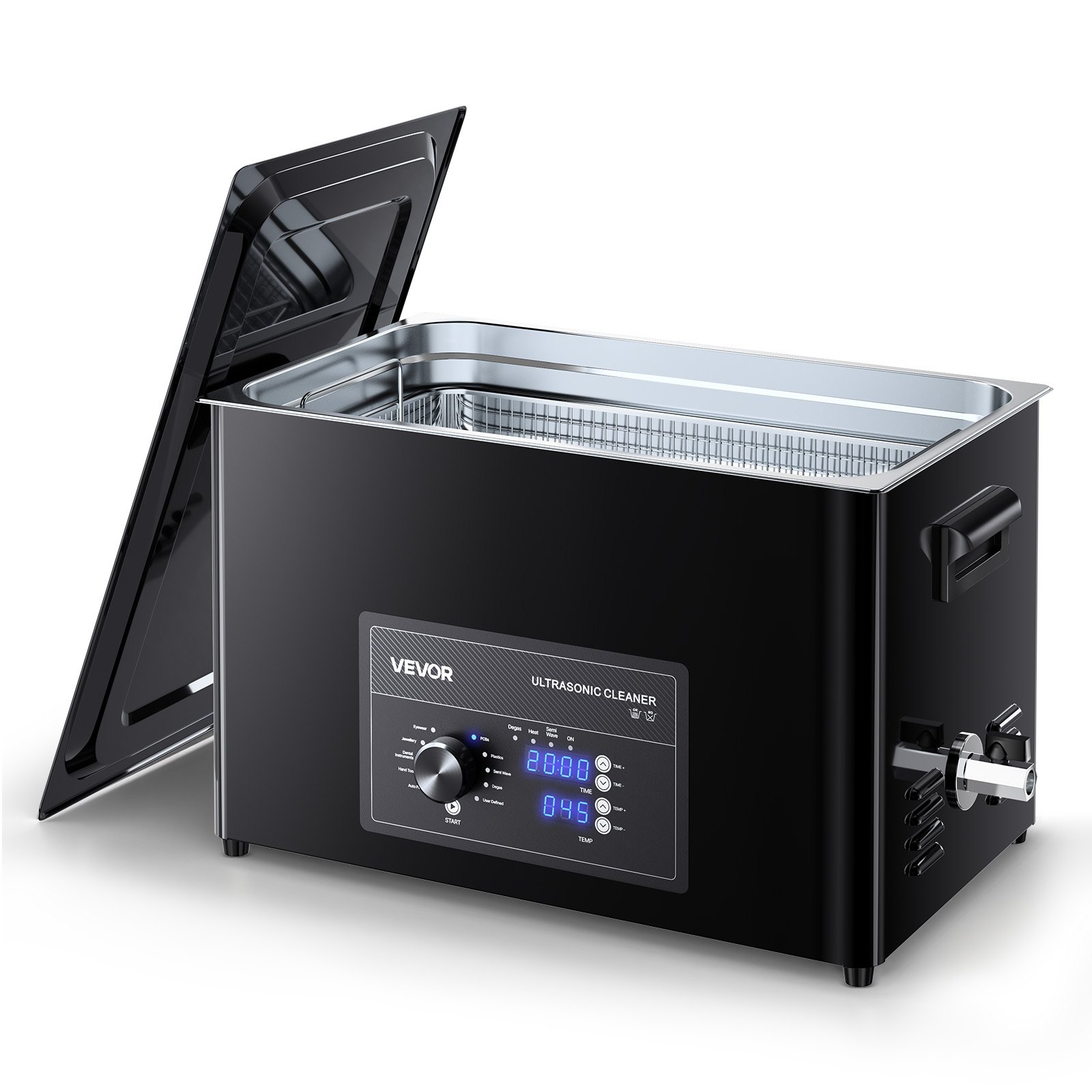 VEVOR Ultrasonic Cleaner, profesjonalne urządzenie do czyszczenia ultradźwiękowego z pokrętłem sterującym, 30 l, urządzenie czyszczące z koszykiem i kulką czyszczącą, ultradźwiękowa myjka do zegarków, maszynek do golenia, biżuterii, monet