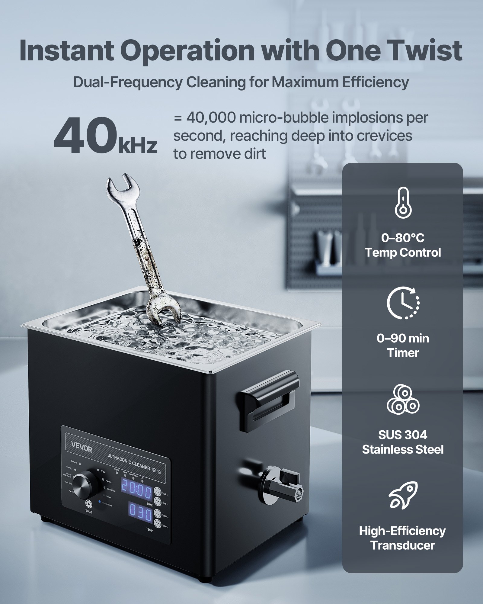 VEVOR Ultrasonic Cleaner, profesjonalne urządzenie do czyszczenia ultradźwiękowego z pokrętłem sterującym, pojemność 10 l, urządzenie czyszczące z koszykiem i kulką czyszczącą, ultradźwiękowa myjka do zegarków, maszynek do golenia, biżuterii i monet