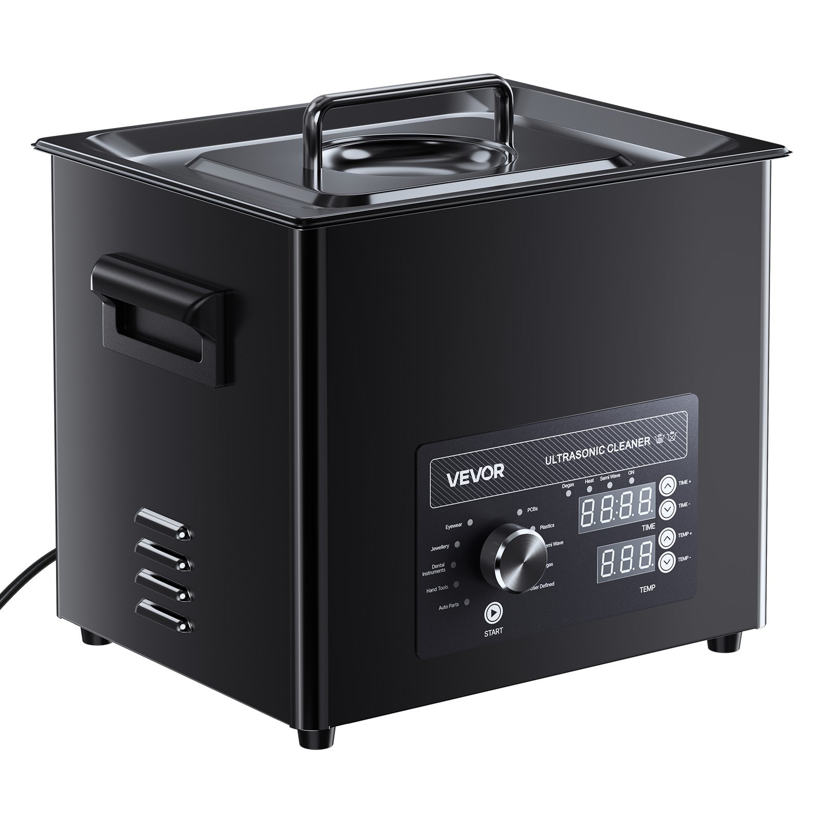 VEVOR Ultrasonic Cleaner, profesjonalne urządzenie do czyszczenia ultradźwiękowego z pokrętłem sterującym, pojemność 10 l, urządzenie czyszczące z koszykiem i kulką czyszczącą, ultradźwiękowa myjka do zegarków, maszynek do golenia, biżuterii i monet