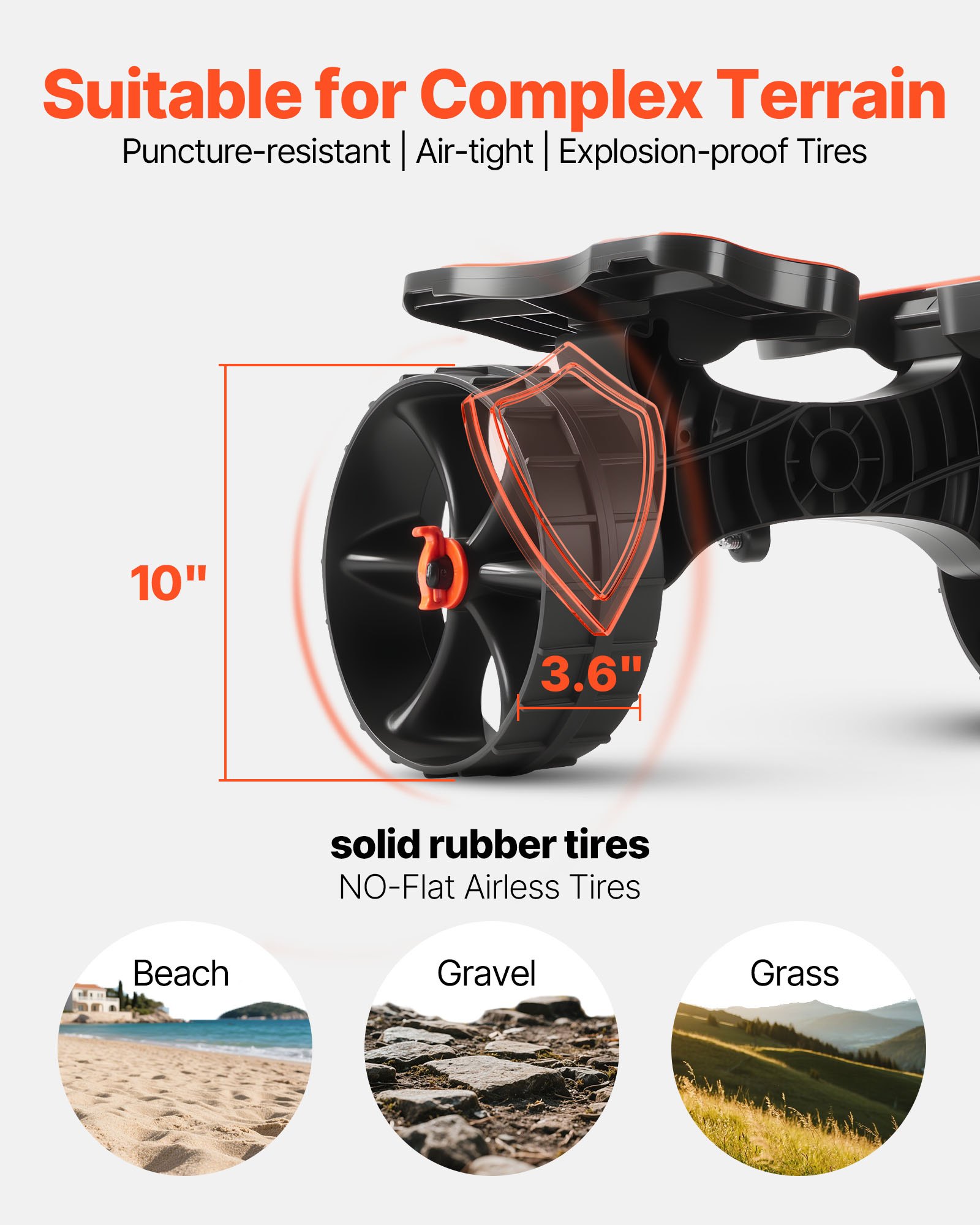 VEVOR Kayak Cart, 136.1 kg Load Capacity, Foldable Kayak Trolley with 25.4 cm Solid Rubber Tires & 1 Ratchet Strap, Paddle Board Trolley for Carrying Kayaks, Canoes, Paddleboards, Float Mats,Jon Boats