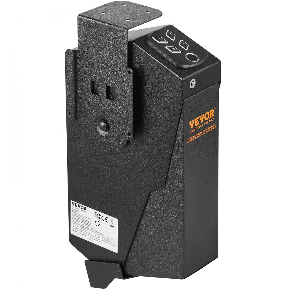 VEVOR Wall-Mounted Gun Safe/Pistol Safe, 1 Pistol, Fingerprint, Key or Password Lockable, Cold-Rolled Steel, 370x190x86 mm, Gun Cabinet/Wall Safe