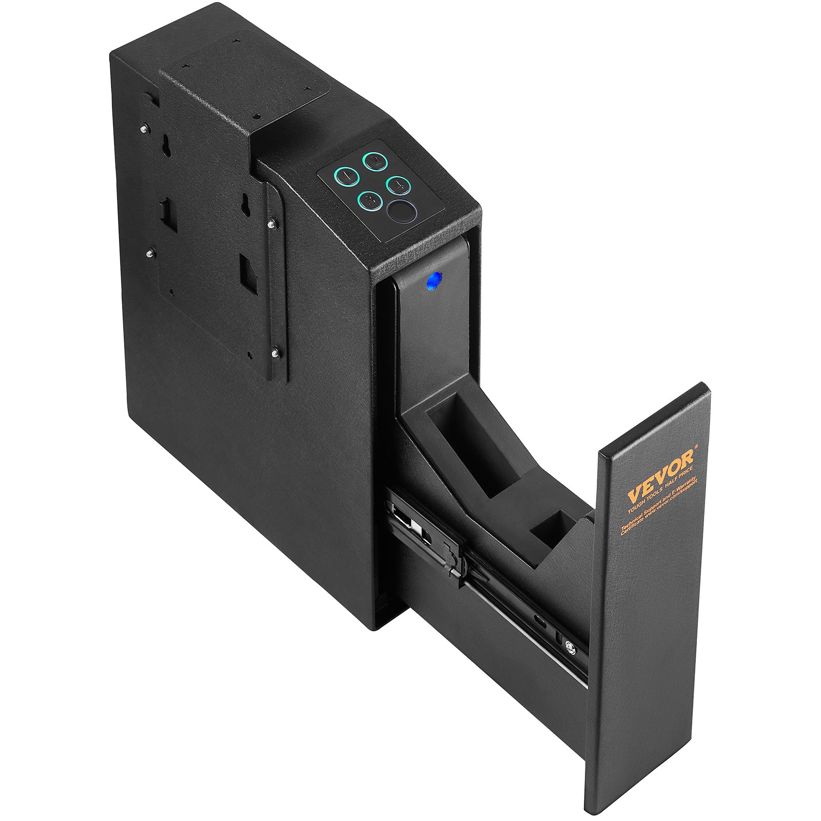 VEVOR Wall-Mounted Gun Safe/Pistol Safe, 1 Pistol, Fingerprint, Key or Password Lock, Cold-Rolled Steel, 320 x 255 x 95 mm, Gun Cabinet/Wall Safe