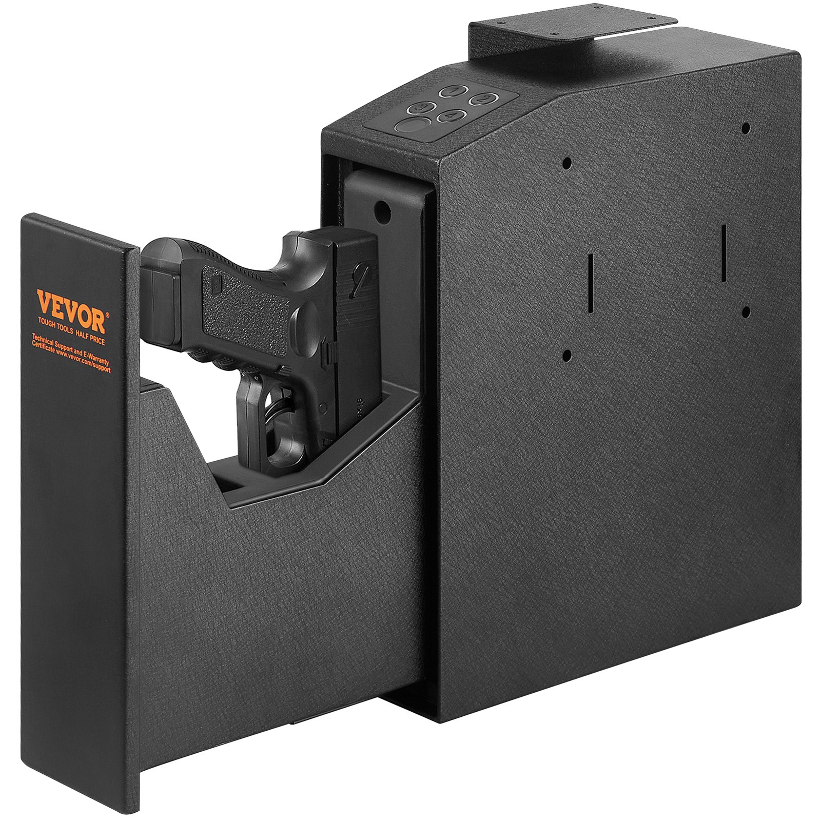 VEVOR Wall-Mounted Gun Safe/Pistol Safe, 1 Pistol, Fingerprint, Key or Password Lock, Cold-Rolled Steel, 320 x 255 x 95 mm, Gun Cabinet/Wall Safe