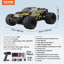 VEVOR zdalnie sterowany samochód RC samochód 1:18 terenowy 4WD ciężarówka terenowa 27x20x10cm