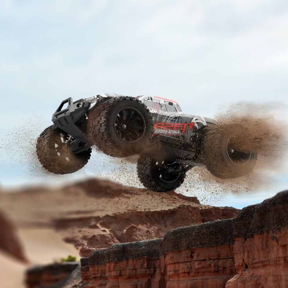 Samochód zdalnie sterowany VEVOR, skala 1:14, terenowy monster truck z napędem na 4 koła i 45-stopniowym wheelie oraz 2 bateriami, samochód zdalnie sterowany o prędkości 38 km/h, idealny dla dzieci w wieku od 8 lat