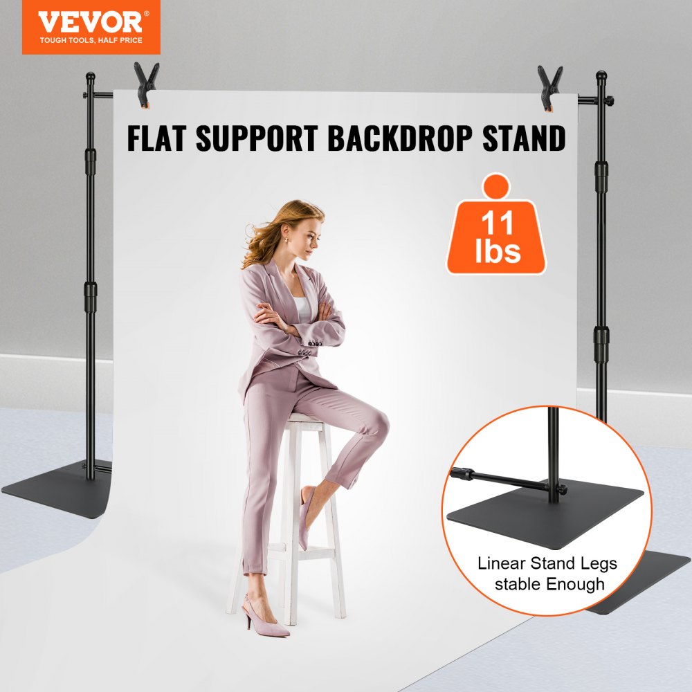 VEVOR Photo Backdrop Professional Photography Background 3048 x 3048 mm Background Fabric Size Studio Props Backdrop Adjustable, Pipe and Curtain Stand Weddings, Party Setups