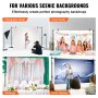 VEVOR Photo Backdrop Professional Photography Background 3048 x 3048 mm Background Fabric Size Studio Props Backdrop Adjustable, Pipe and Curtain Stand Weddings, Party Setups