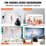 VEVOR Photo Backdrop Photography Background 2900 x 3500 mm Background Fabric Size Studio Props Backdrop with 2 Triangular Supports, 2400-2920 mm Adjustable Telescopic Height Weddings, Party Setups