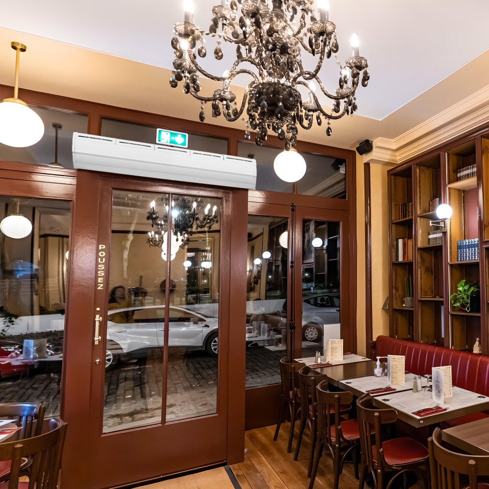 VEVOR 1,5 m Komercyjna kurtyna powietrzna do drzwi, 2 prędkości, 2547 m³/h, montowana na ścianie kurtyna powietrzna do drzwi, wentylator wewnętrzny nad drzwiami z wytrzymałym wyłącznikiem krańcowym, łatwa w montażu