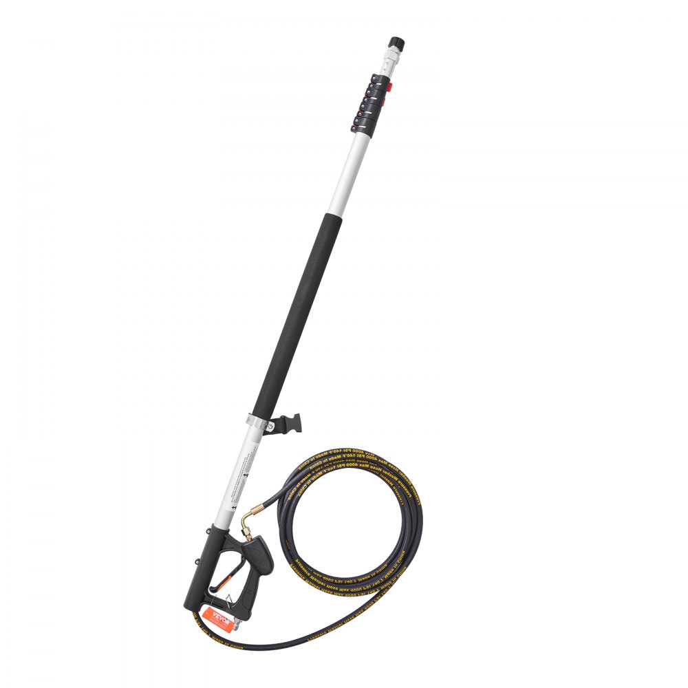 Lanca teleskopowa VEVOR, 6358 mm, 4000 psi, lanca teleskopowa z przedłużkami do myjek ciśnieniowych, przyrząd do czyszczenia rynien, złącze obrotowe, 7 końcówek dyszy rozpylającej i regulowany pasek podtrzymujący