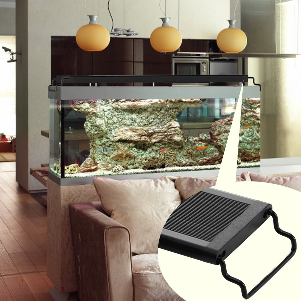 VEVOR 24W Lampa akwariowa o pełnym spektrum z trybem naturalnym 24/7, regulowanym timerem i 5-stopniową jasnością, oświetlenie akwariowe z wysuwanymi uchwytami ze stopu aluminium, akwarium o średnicy od 61 do 76 cm