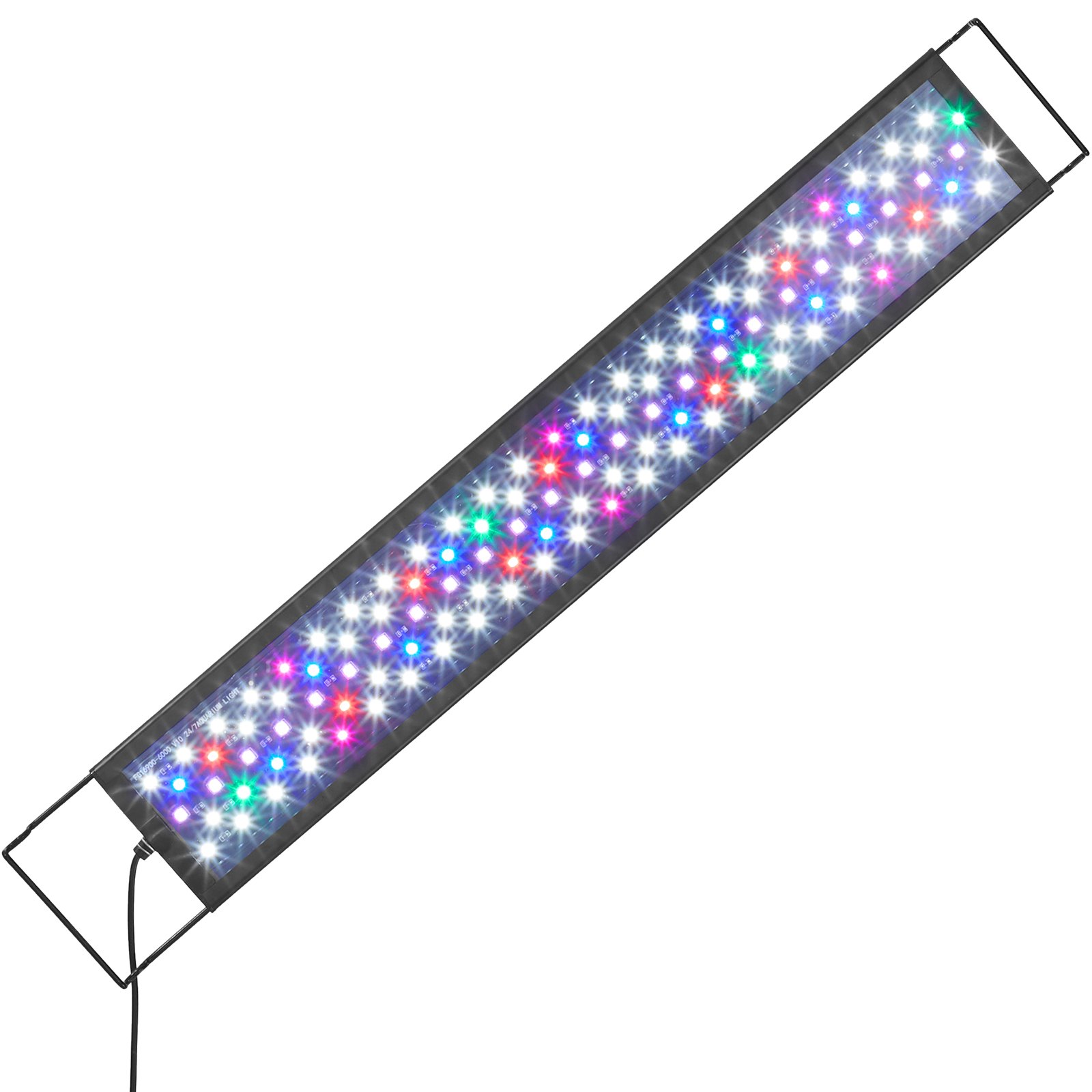 Lampa akwariowa VEVOR z monitorem LCD, 22 W, pełne spektrum światła, tryb naturalny 24/7, regulowana jasność i timer, obudowa ze stopu aluminium, wysuwane uchwyty 61-76 cm