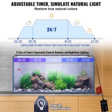 Lampa do akwarium VEVOR z monitorem LCD, pełnozakresowe oświetlenie akwariowe o mocy 24 W z trybem natury 24/7, regulacją jasności i timerem - korpus ze stopu aluminium, wysuwane wsporniki 30-36 cali