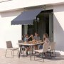 VEVOR Manual Retractable Awning, 150 cm Outdoor Retractable Patio Awning Sunshade Shelter, Height Adjustable Patio Door Window Canopy with Manual Crank Handle for Backyard, Garden, Balcony, Dark Gray
