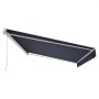 VEVOR Manual Retractable Awning, 400 x 300 cm Outdoor Patio Awning Retractable Sun Shade, Patio Door Window Water-Resistant Polyester Sunshade Shelter with Crank Handle for Deck, Balcony, Yard, Gray