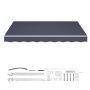 VEVOR Manual Retractable Awning, 400 x 300 cm Outdoor Patio Awning Retractable Sun Shade, Patio Door Window Water-Resistant Polyester Sunshade Shelter with Crank Handle for Deck, Balcony, Yard, Gray