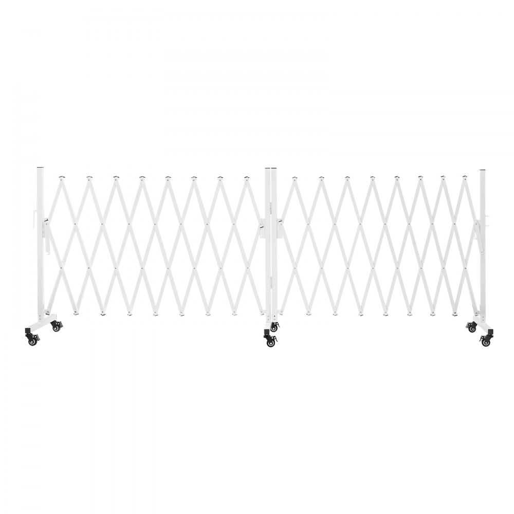 VEVOR Double Expandable Barricades, 5.48m Expandable Safety Barrier, 0-180° Rotatable Mobile Barricade with Locking Casters, Portable Folding Security Gate Traffic Fence for Patio Garden Stairway