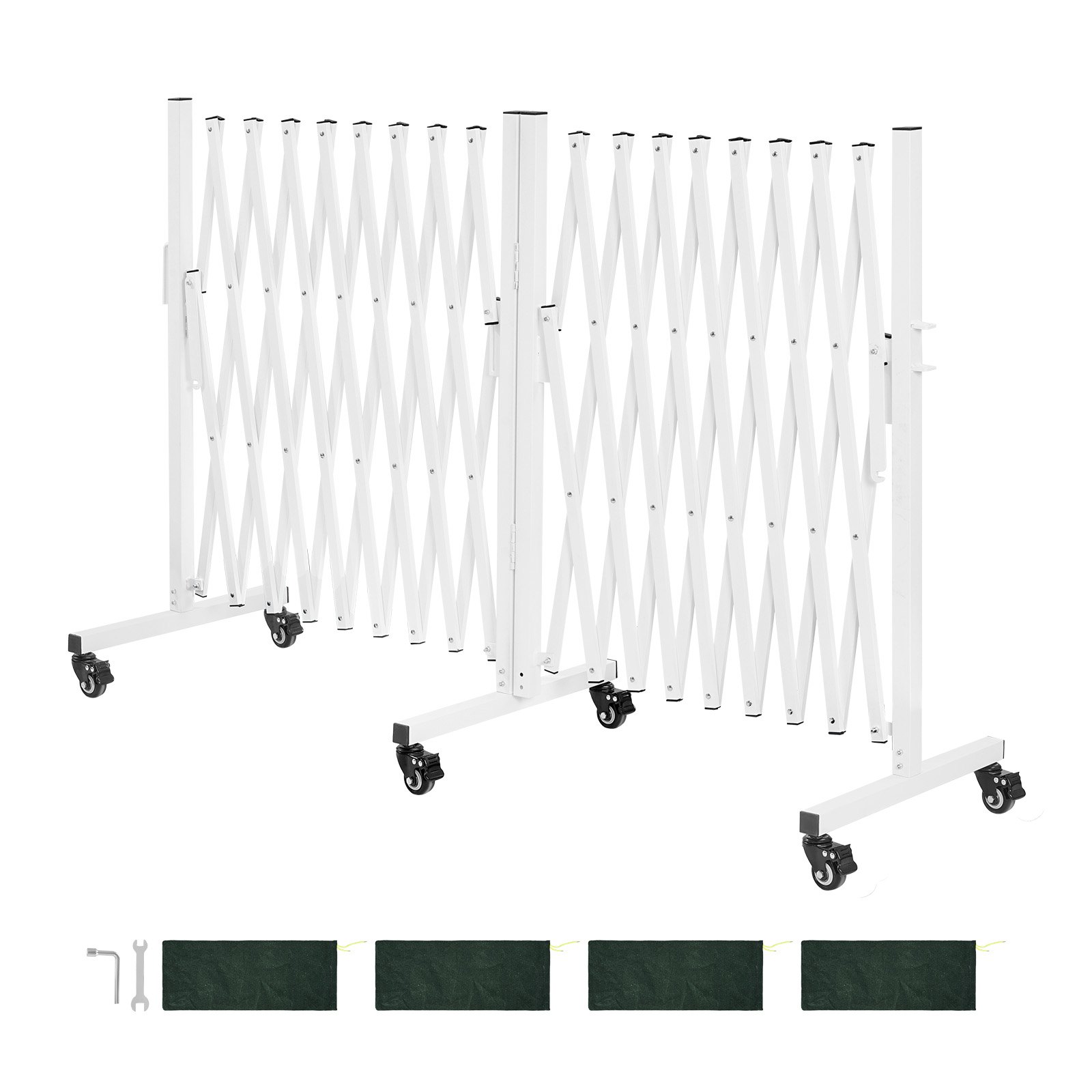 VEVOR Double Expandable Barricades, 5.48m Expandable Safety Barrier, 0-180° Rotatable Mobile Barricade with Locking Casters, Portable Folding Security Gate Traffic Fence for Patio Garden Stairway