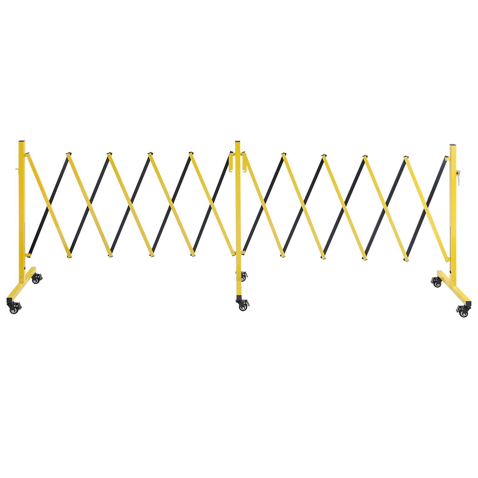 VEVOR Double Expandable Barricades, 5.46m Industrial Safety Barriers, Flexible Mobile Barricade with Locking Casters, Portable Folding Security Gate Metal Traffic Fence for Driveway Warehouse Elevator