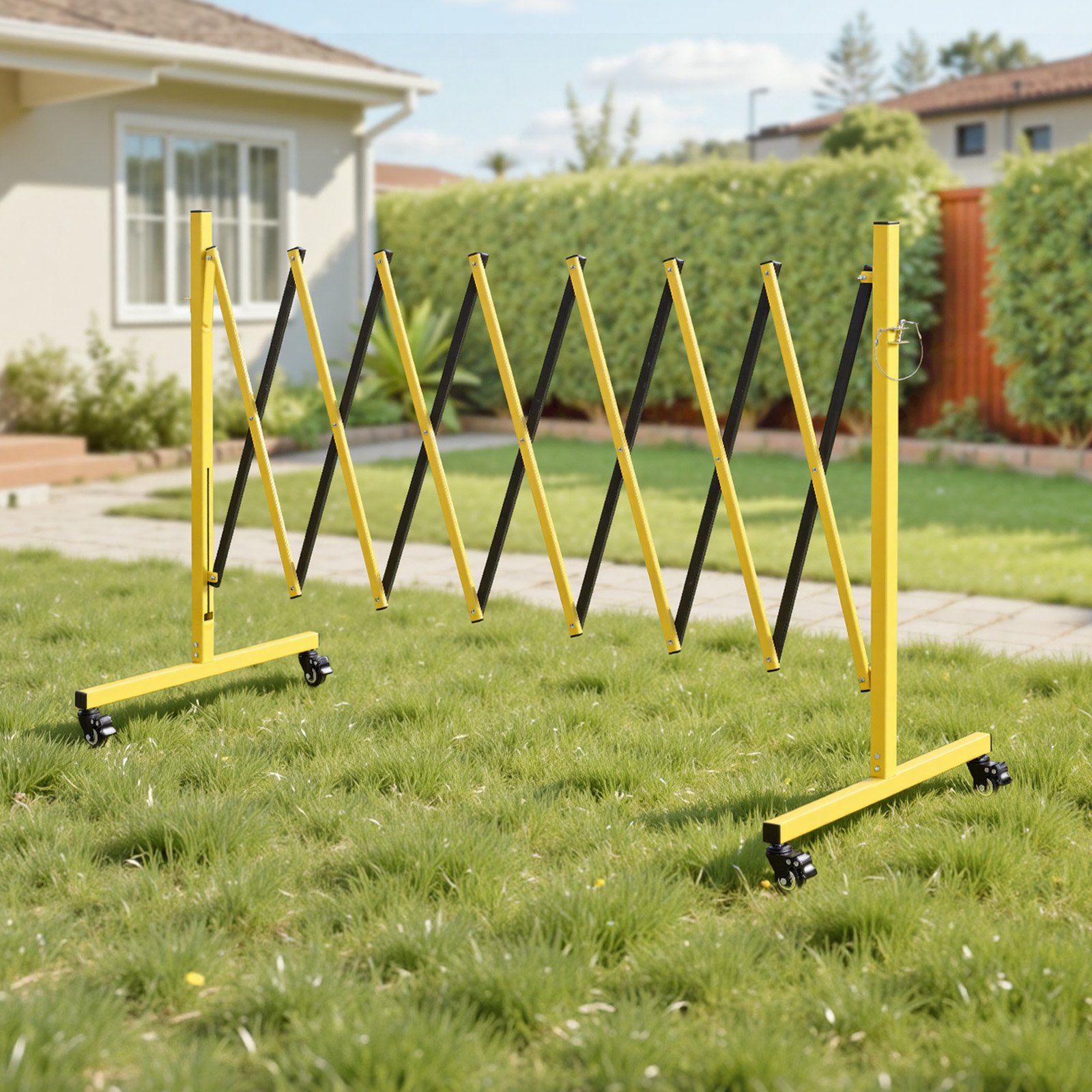 VEVOR Industrial Expandable Barricade, 3.82m Expandable Safety Barrier, Flaxible Mobile Barricade with Locking Casters, Portable Folding Security Gate Traffic Fence for Driveway Warehouse Elevator