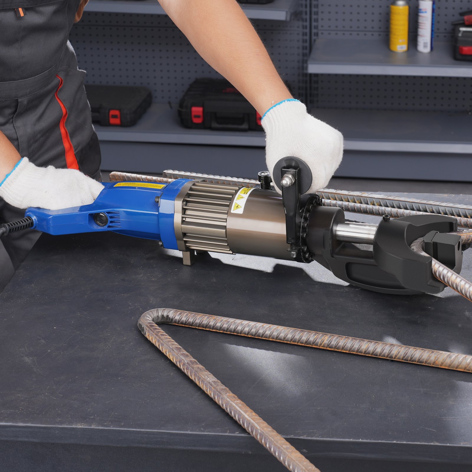 Elektryczna hydrauliczna giętarka do prętów zbrojeniowych VEVOR, maszyna do gięcia prętów zbrojeniowych o mocy 1500 W, gięcie prętów zbrojeniowych o średnicy do 12-22 mm w ciągu 4 sekund, giętarka z pojemnikiem na olej w walizce narzędziowej