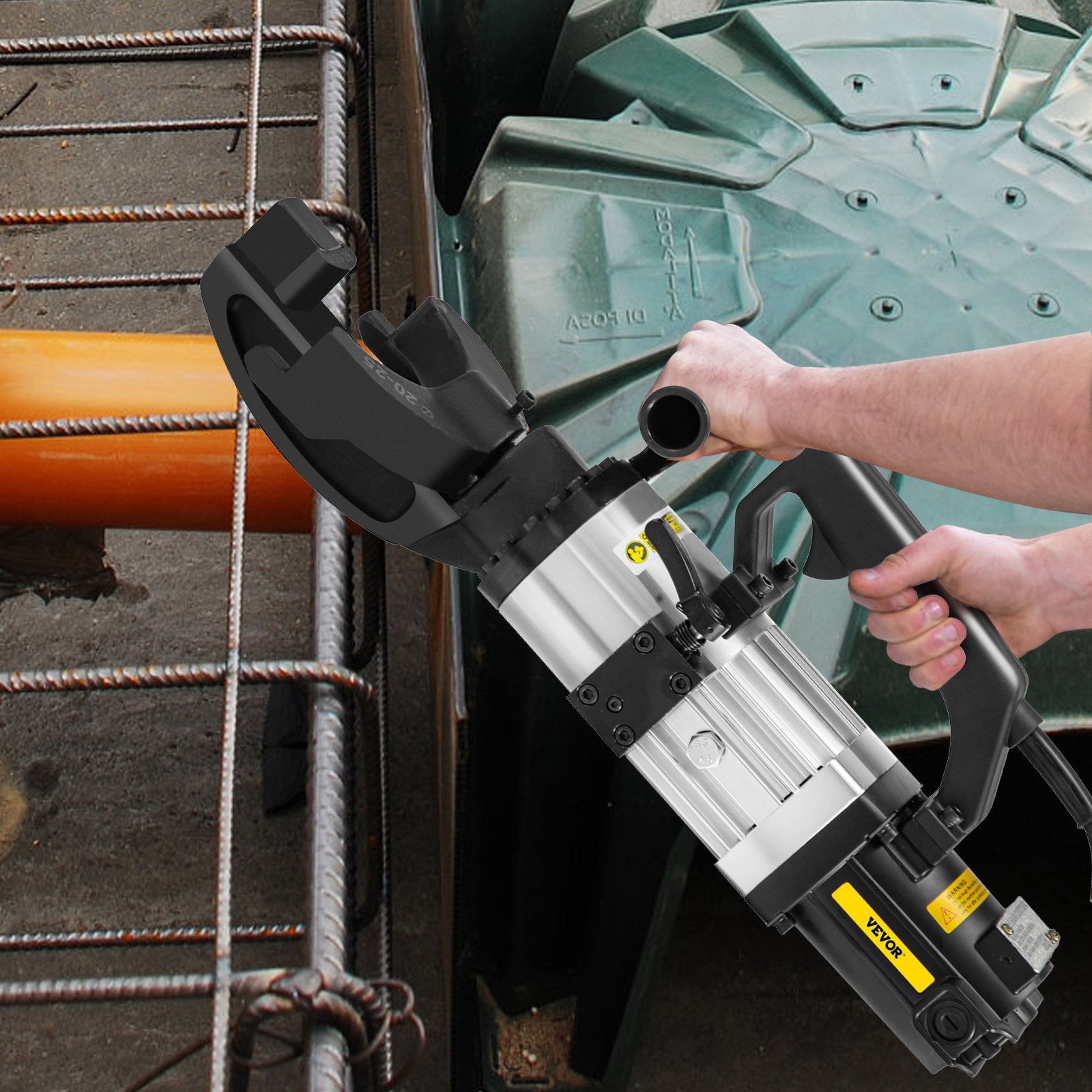 Elektryczna hydrauliczna giętarka do prętów zbrojeniowych VEVOR, giętarka do prętów zbrojeniowych o mocy 1500 W, gięcie prętów zbrojeniowych do 10-25 mm w 4 sekundy, giętarka ze skrzynką narzędziową, pojemnikiem na olej, czarny czerwony