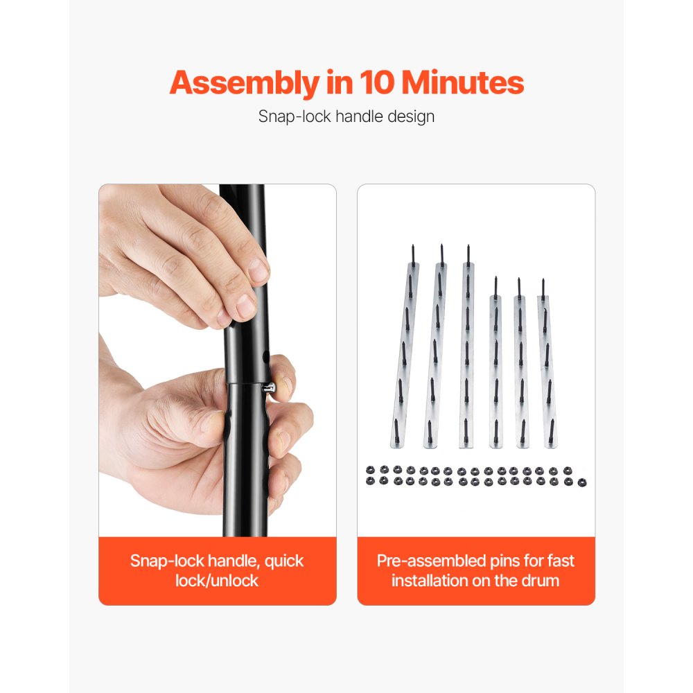 Wertykulator VEVOR, 525 x 235 x 1560 mm, wertykulator do trawników, wertykulator do ubitych gleb i trawników w ogrodzie, na patio, na podwórku, czarny