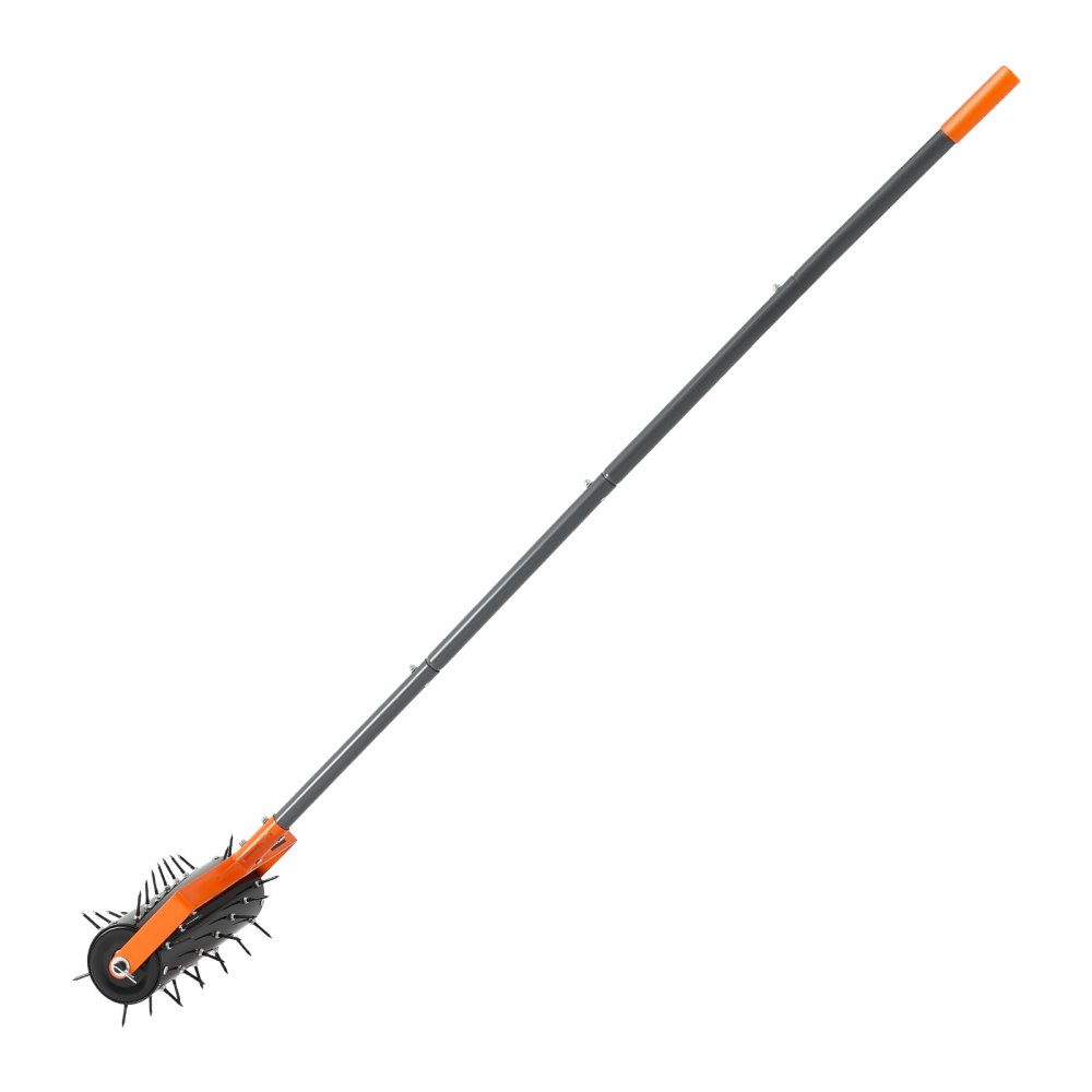 Ręczny wertykulator do trawnika VEVOR, wertykulator z 42 żelaznymi kolcami, talerz o szerokości 5,5 cm, długi uchwyt, narzędzie do napowietrzania gleby, wałek do trawnika do ubitych gleb, pielęgnacja trawnika, podwórko, ogród, czarny