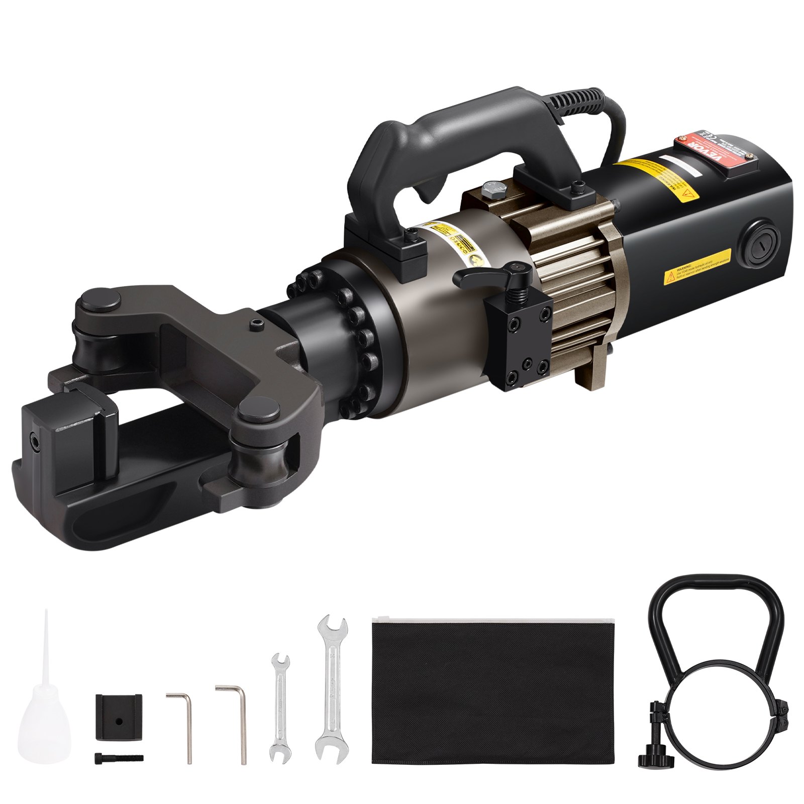 Elektryczna hydrauliczna giętarka do prętów zbrojeniowych VEVOR, przenośna giętarka o mocy 2000 W, gięcie do 20-32 mm w ciągu 5 sekund, giętarka do prętów zbrojeniowych ze skrzynką narzędziową i pojemnikiem na olej