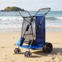 Wózek plażowy VEVOR z kołami z pełnej gumy (10 cali), składany wózek plażowy z izolowaną torbą i uchwytem na parasol, wózek ręczny (nośność 75 kg) na maksymalnie 4 leżaki plażowe, wózek plażowy idealny na kemping i wędkowanie
