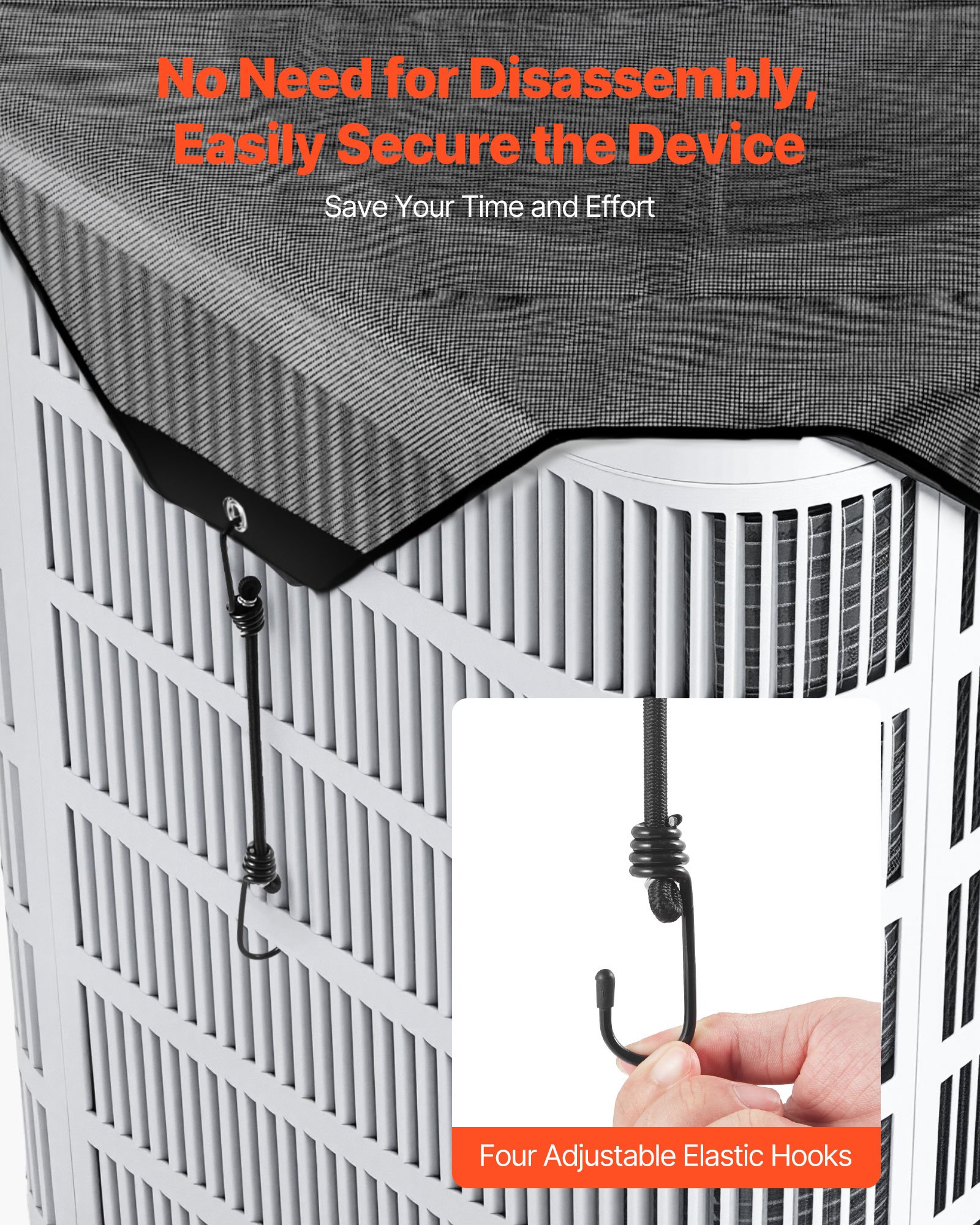 VEVOR Air Conditioner Cover for Outside Units, 910 x 910 mm Central AC Cover for Air Conditioning Unit, Top Universal Mesh Defender Tear-Resistant Easy Install for Outdoor Outside All Seasons, Black