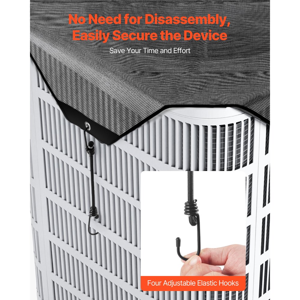 VEVOR Air Conditioner Cover for Outside Units, 710 x 710 mm Central AC Cover for Air Conditioning Unit, Top Universal Mesh Defender Tear-Resistant Easy Install for Outdoor Outside All Seasons, Black