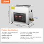 VEVOR Ultradźwiękowy środek czyszczący Urządzenie do czyszczenia stali nierdzewnej o mocy 300 W, 6 l Urządzenie do czyszczenia ultradźwiękowego z wyświetlaczem cyfrowym 0–30 min. Czyszczenie ultradźwiękowe biżuterii, okularów, zegarków itp.
