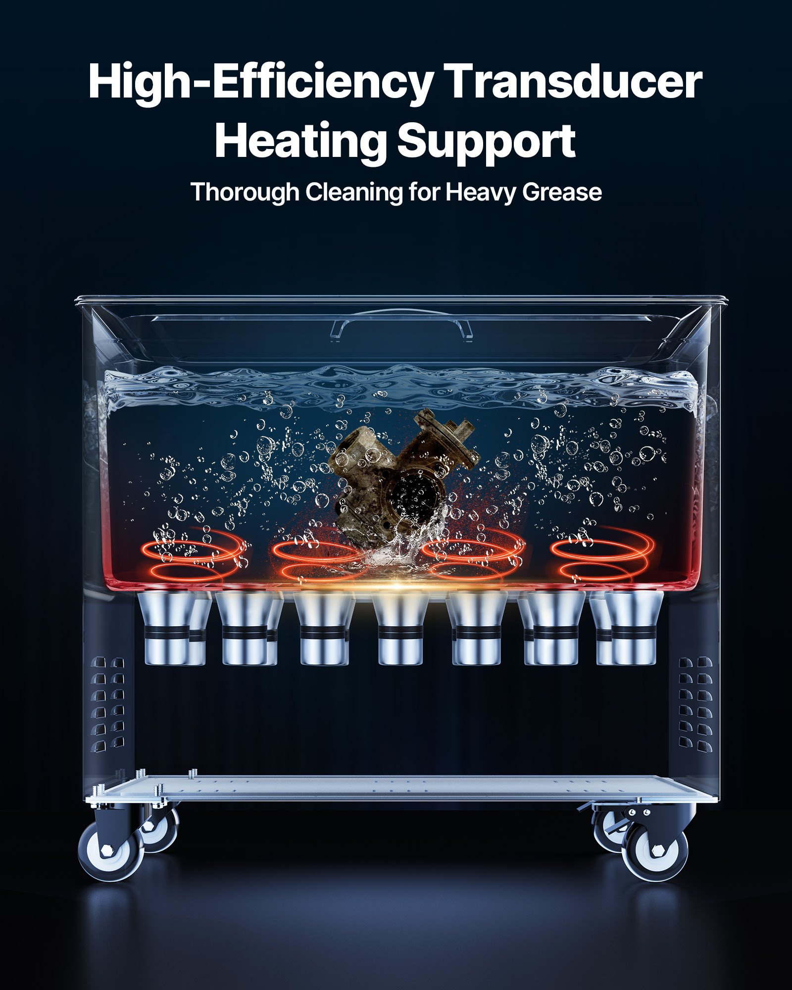 VEVOR 50 L Myjka ultradźwiękowa, profesjonalna maszyna do czyszczenia ultradźwiękowego z koszem czyszczącym i wyświetlaczem cyfrowym, 840 W, stal nierdzewna, częstotliwość 40 kHz, urządzenie czyszczące z kółkami do części, gaźników i instrumentów