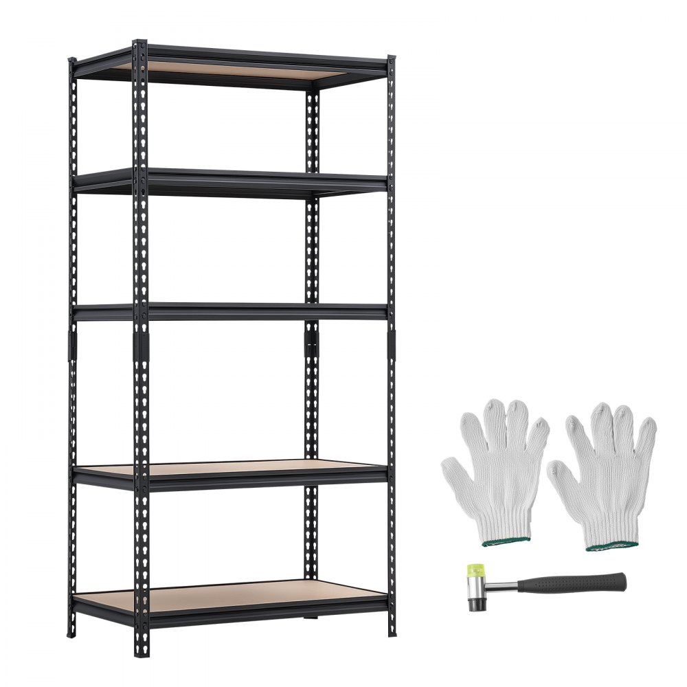 VEVOR Storage Shelves, 5-Tier Adjustable, 907.2 kg Capacity, Heavy Duty Garage Storage Shelving Unit, Metal Utility Rack Shelf, for Garage Warehouse Basement Kitchen, 923 mm W x 459 mm D x 1813 mm H