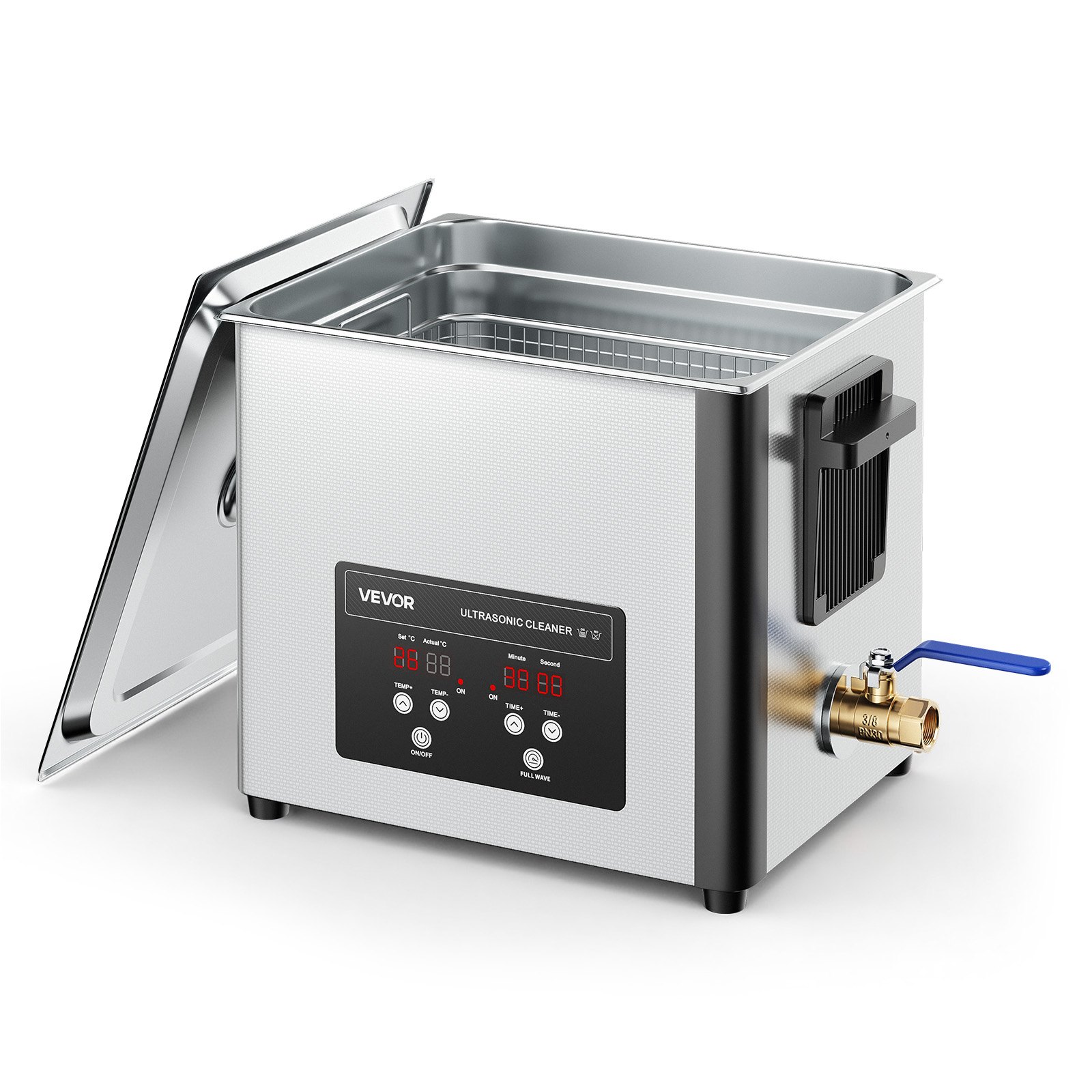 VEVOR 10 L Myjka ultradźwiękowa, profesjonalna maszyna do czyszczenia ultradźwiękowego z koszem czyszczącym i wyświetlaczem cyfrowym, 180 W, stal nierdzewna, 40 kHz, przemysłowa maszyna do czyszczenia części, gaźników i instrumentów
