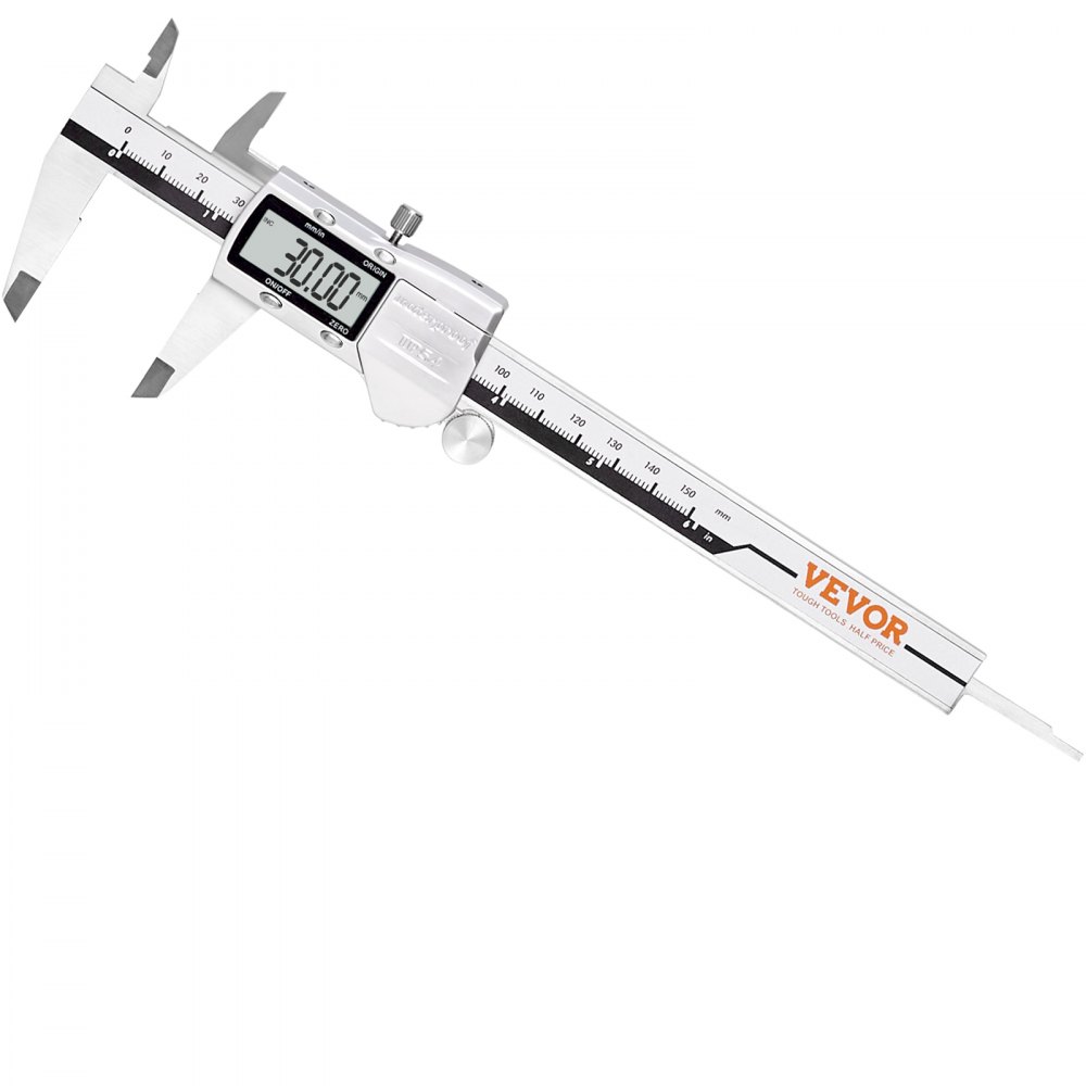 Suwmiarka VEVOR cyfrowa suwmiarka 0-150m ±0,02mm stal nierdzewna IP54 bryzgoszczelna pyłoszczelna konstrukcja ochronna funkcja zerowania wyświetlacza LCD idealna do pomiarów w gospodarstwie domowym