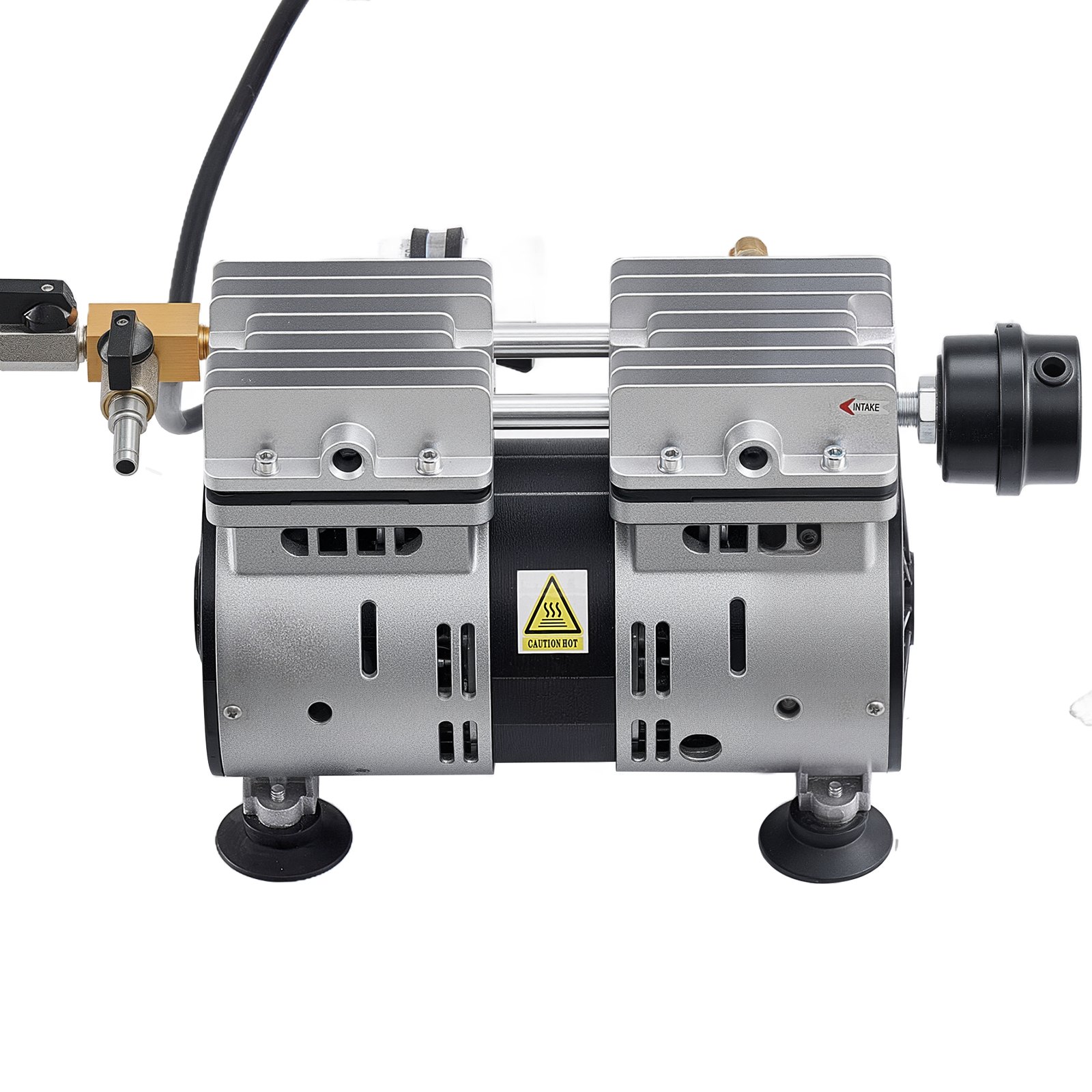 Zestaw napowietrzacza do oczka wodnego VEVOR, zawiera pompę powietrza 590 W, wąż powietrzny 30,5 m, 2 płyty dyfuzyjne Nano 360°, sprężarkę powietrza do cyrkulacji tlenu w oczku wodnym i ogrodzie.