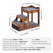 VEVOR łóżko piętrowe zwierzęta siedzisko przy oknie psy schody dla psa 3 stopnie 830x450x675mm