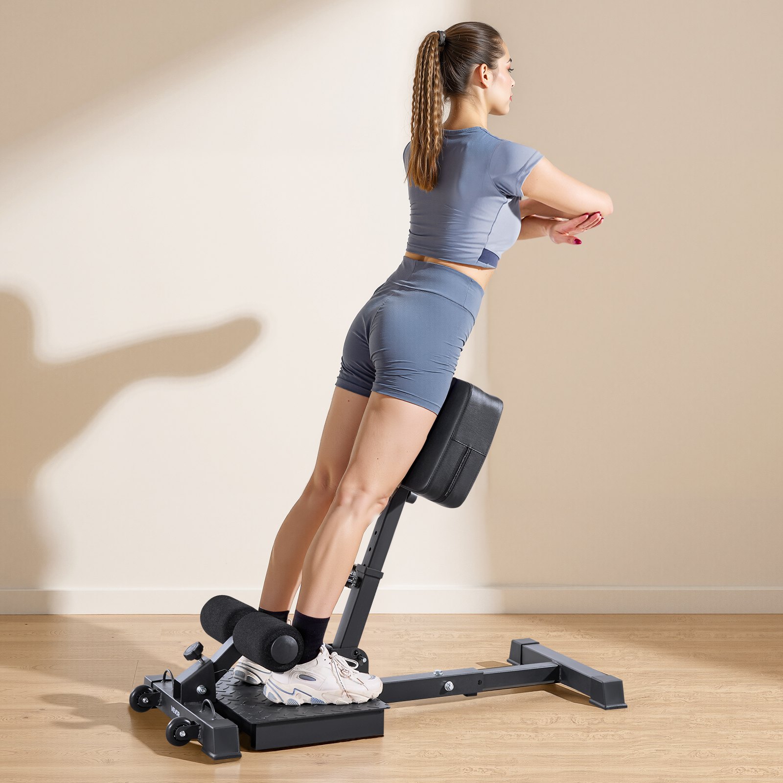 VEVOR Sissy Squat Machine, wielofunkcyjna ławka do głębokich przysiadów Sissy do treningu mięśni nóg, składany trenażer przysiadów dla tułowia, talii i pośladków, urządzenie do treningu nóg do domowej siłowni