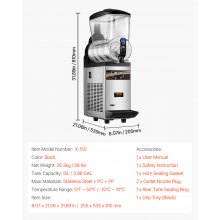 VEVOR 1x15L Slush Ice Machine Slush Ice Machine 500W Slush Machine Commercial