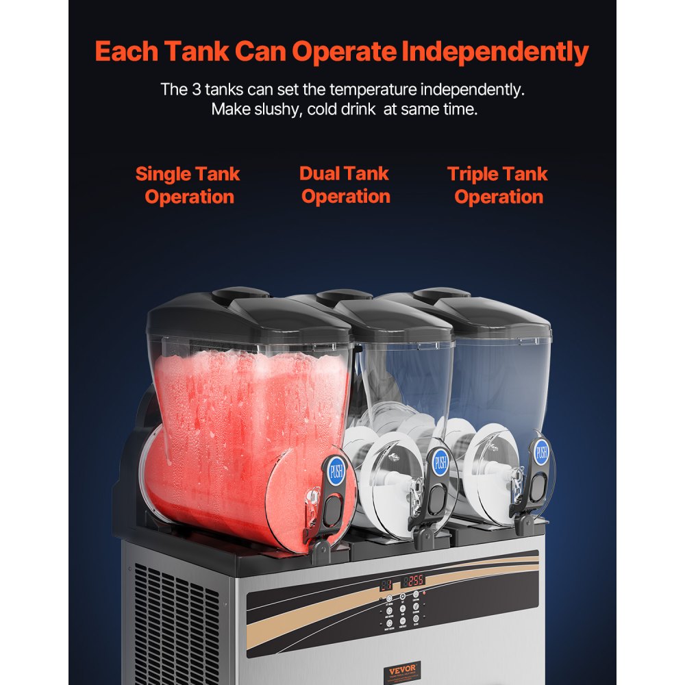 VEVOR Maszyna do Mrożonych Napojów Pośniegowych 3 x 15 L Komercyjna Maszyna do Margarity 800 W Ekspres do Margarity 84 kg Materiał Wysokiej Jakości aby Usprawnić i Zwiększyć Obsługę Mrożonych Napojów