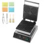 VEVOR Commercial Waffle Iron/Waffle Machine, 1750W, Non-Stick Belgian Waffle Iron, Stainless Steel with Temperature and Time Control, for Restaurants, Bakeries, and Snack Bars, Makes 4 Round Waffles