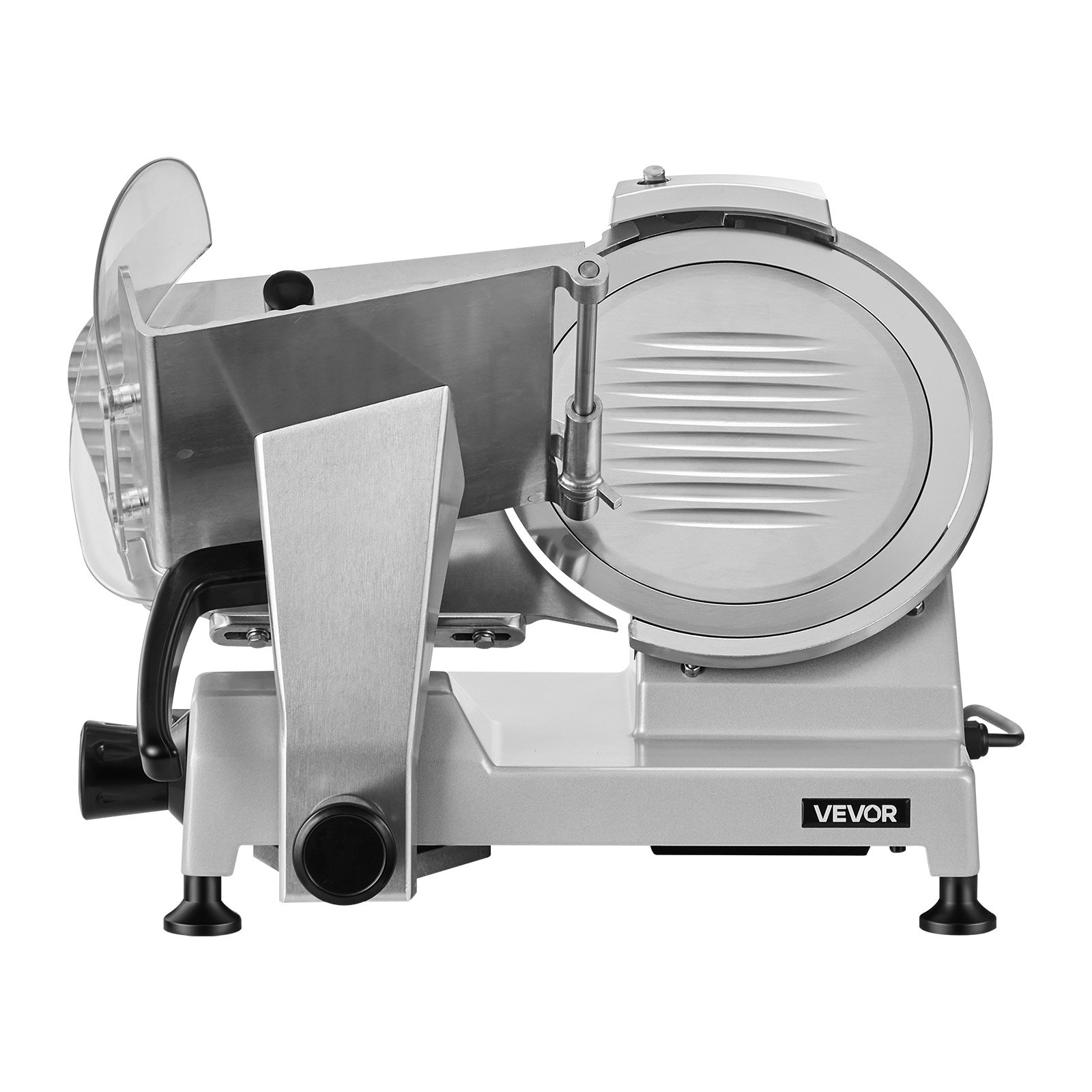 VEVOR Elektryczna krajalnica do mięsa z ostrzem 250 mm, 240 W Uniwersalna krajalnica do mięsa ze zintegrowaną ostrzałką i regulowaną grubością cięcia 0-12 mm, do mrożonego mięsa i szynki