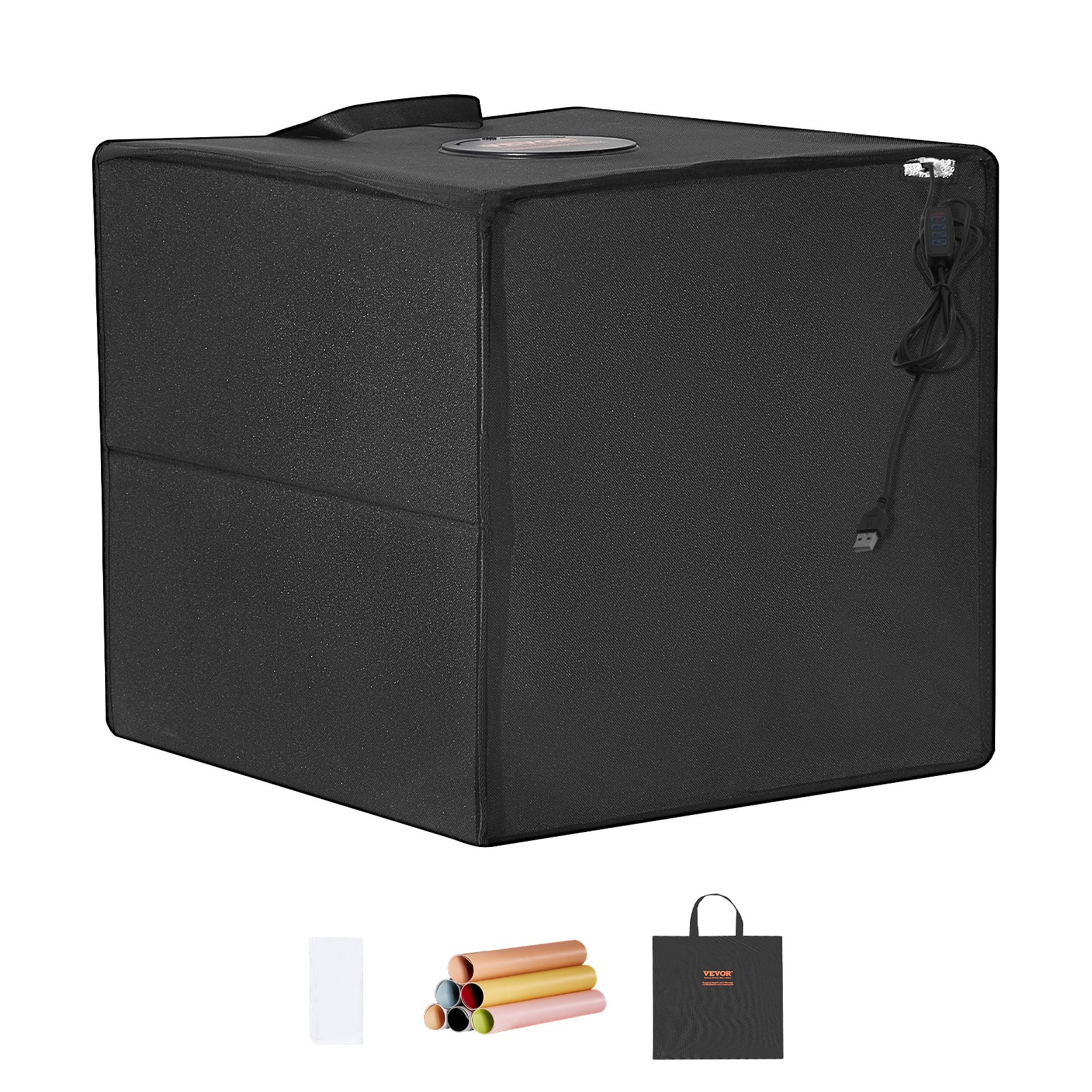 VEVOR Photo Studio Light Box, 16 x 16 cali, 3000–5600 K, regulowana temperatura barwowa w 3 trybach, profesjonalny zestaw namiotowy ze 120 diodami LED, 6 dwustronnymi kolorowymi tłami, wysoki współczynnik CRI ≥ 95 do małych produktów