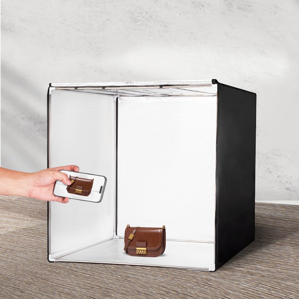 VEVOR Light Box do studia fotograficznego, 39 x 39 cali, 5600K, profesjonalny zestaw do sesji zdjęciowych z 210 diodami LED, 5 tłami, zasilaczem, miękką tkaniną oświetlającą, elementami narożnymi, wysokim współczynnikiem CRI ≥ 95 do fotografii produktowej