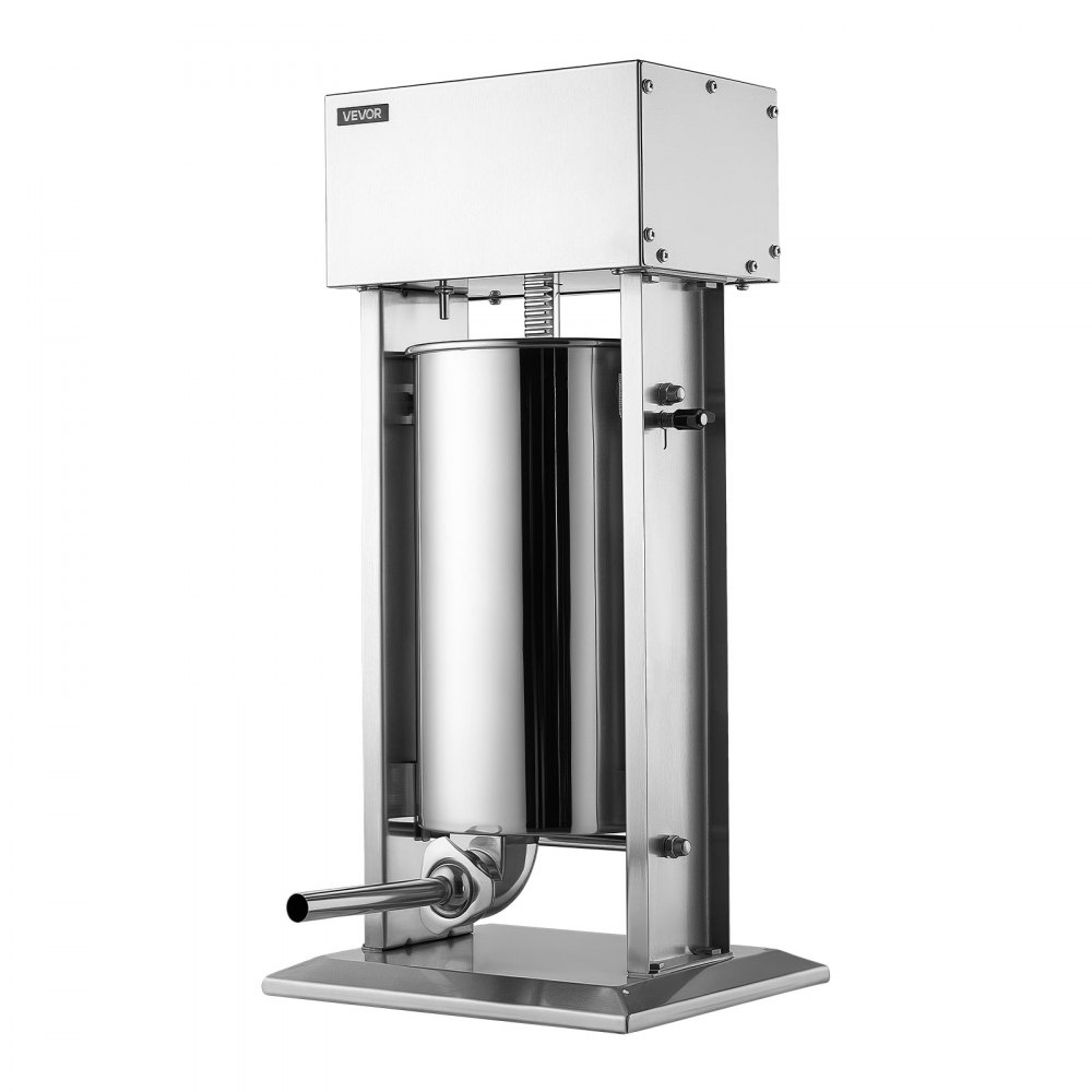 VEVOR Electric Sausage Stuffer 15L Vertical Meat Maker Stainless Steel, for Commercial Use, Stepless Speed Control Meat Stuffer, Sausage Filler Kit, 4 Filling Tubes & Foot Pedal, CE Approved