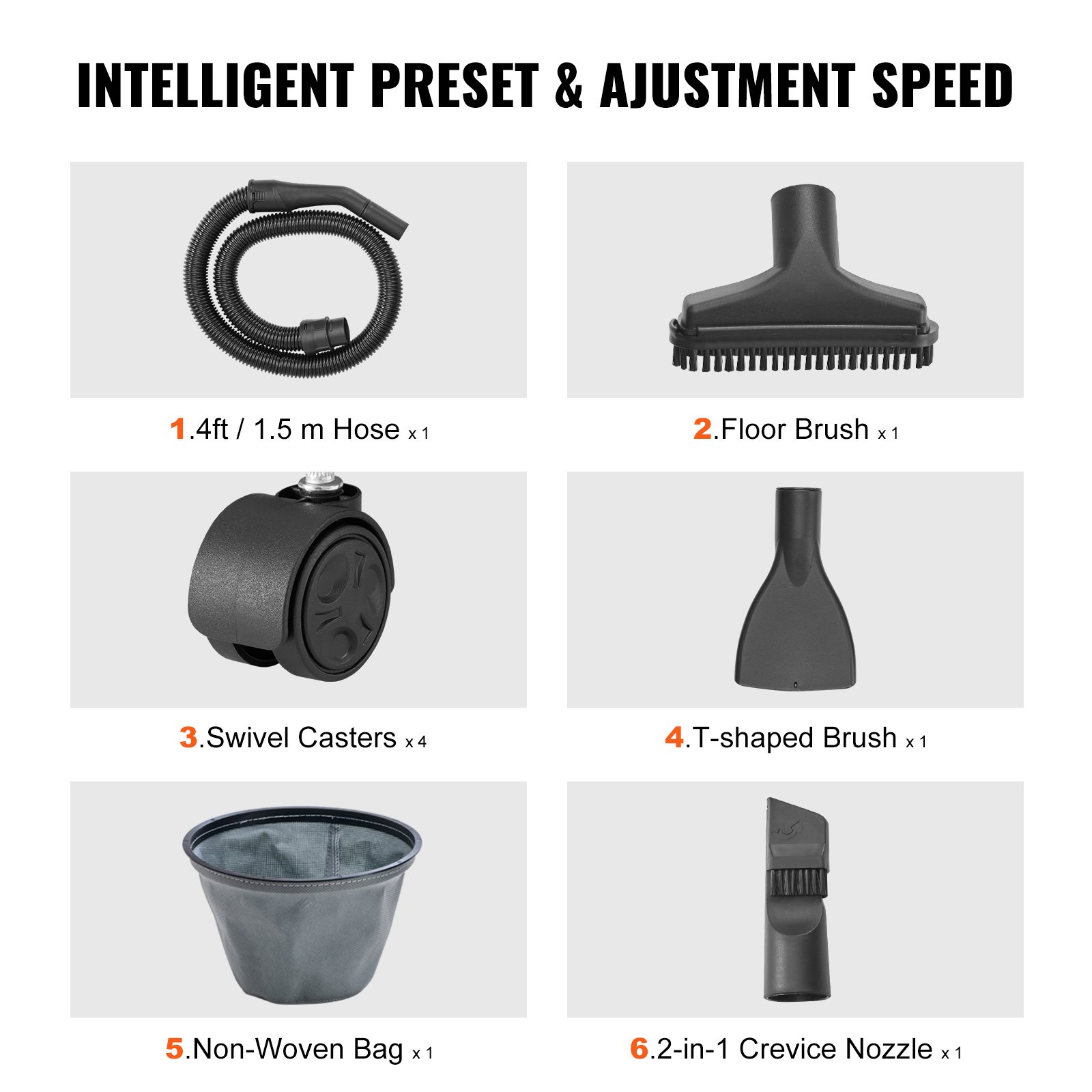 Odkurzacz VEVOR do pracy na mokro i sucho, 10 l, moc szczytowa 2 KM, wydajne ssanie i dmuchawa z dyszą, kółka, przenośny odkurzacz warsztatowy z akcesoriami, lekki odkurzacz warsztatowy, idealny do dywanów, brudu, sierści zwierząt, żółty