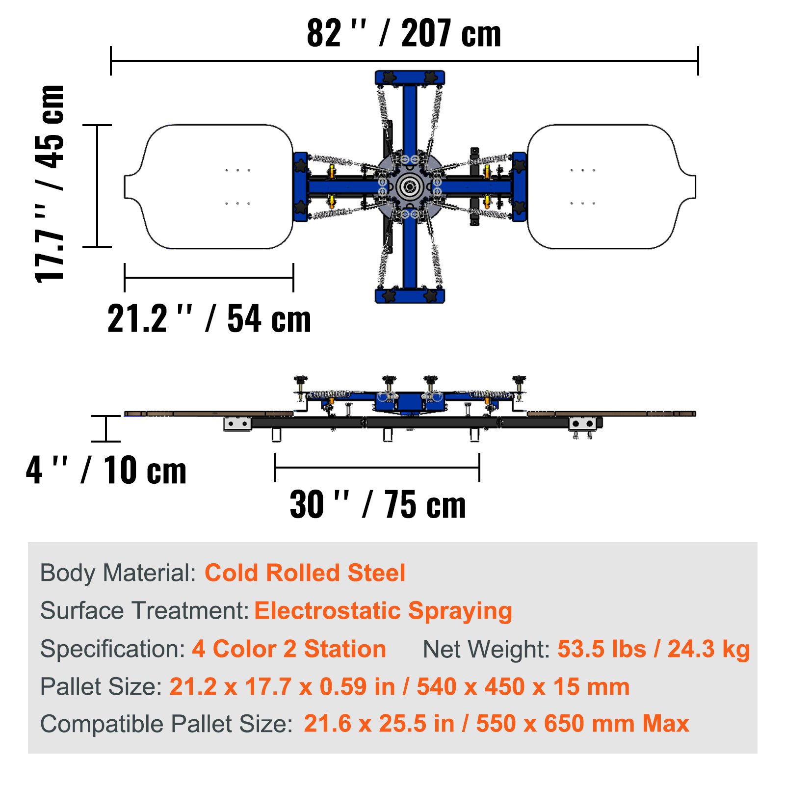VEVOR Sitodrukarka Maszyna do sitodruku na koszulkach 4 kolory + 2 stacje, prasa do koszulek, prasa termotransferowa, sprzęt do majsterkowania Drukarka, drukowanie na tekstyliach odzieży, poszewek na poduszki, bagażu itp.